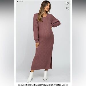 Pinkblush Mauve Side Slit Maternity Maxi Sweater Dress M